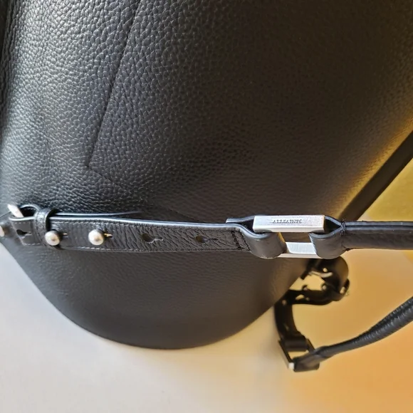 ALLSAINTS Alpha Pebble Leather Convertible Backpack/ Shoulder Bag Purse Black - Picture 12 of 16